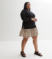 New Look Curves Black Leopard Print 2 in 1 Sweatshirt Dress